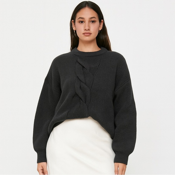 COS Sweaters - COS Chunky Knit Front Knot Twist Wool Sweater
